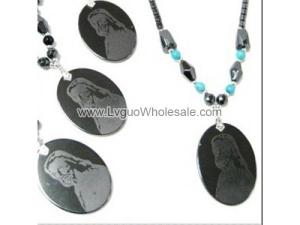 Hematite Jeuss Face 20x35mm Pendant